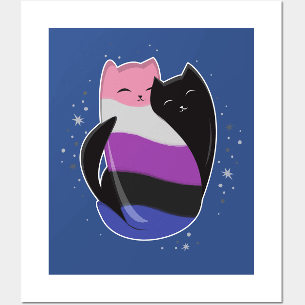 Genderfluid Cat LGBT Pride Flag Wall Art by Psitta